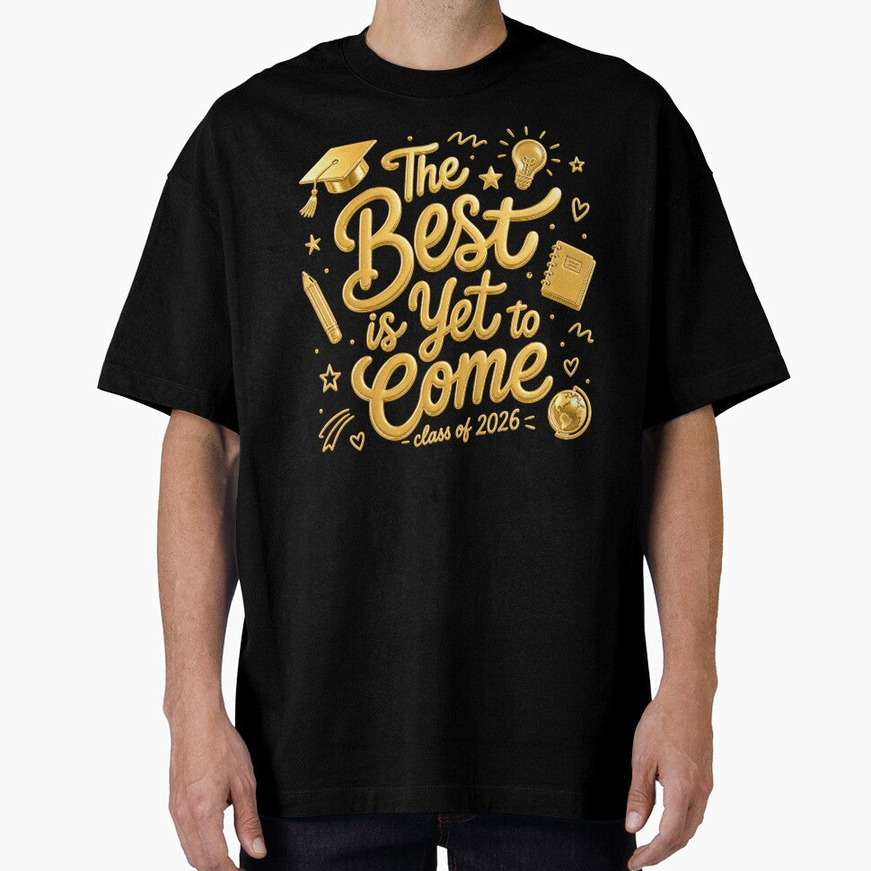 Class of 2026, The Best Is Yet to Come, Graduation Cap Doodles, Senior, Gold Type 3D by matchakpop
