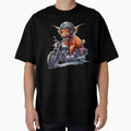 Cool Scottish Highland Cow on a Motorbike Colorful Watercolor by MaedK