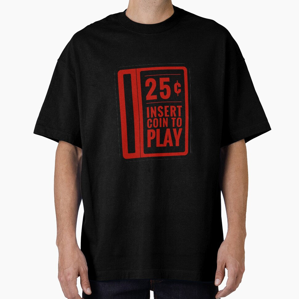 Insert 25¢ to play classic arcade coin slot - Flat Red Version by NearTheKnuckle