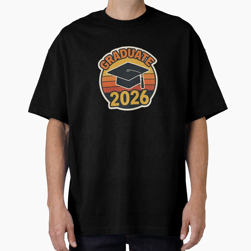 Graduate 2026 Retro Sunset Graduation Cap Sticker by Corgi & co Shop