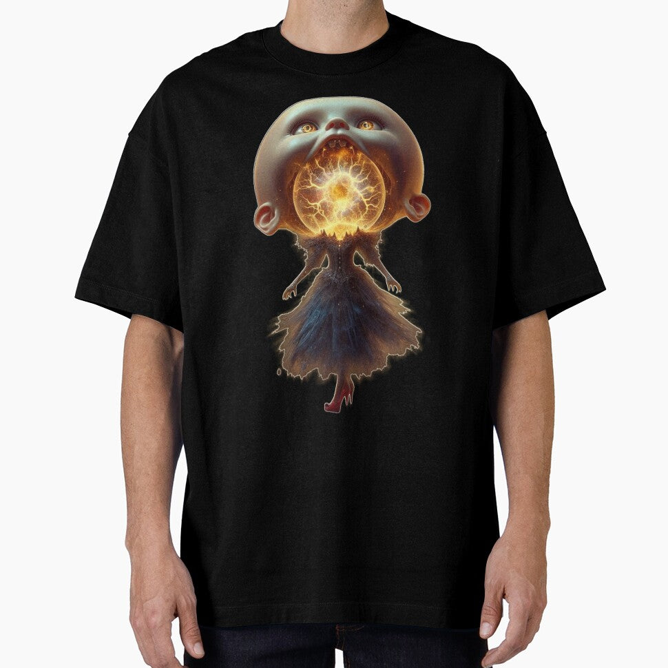 Cosmic Plasma Doll Glowing Orb Surreal Horror Art by LujziWorld
