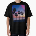 Cotton Candy Pink Palm Tree Ocean Sunset by newburyboutique