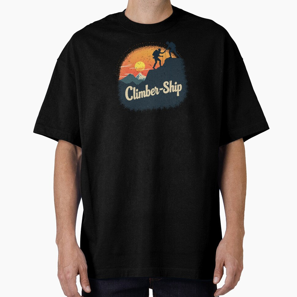 ClimberShip Teamwork Reaches New Heights at Sunset (Washed and Worn Look) by JumpJammiesTees
