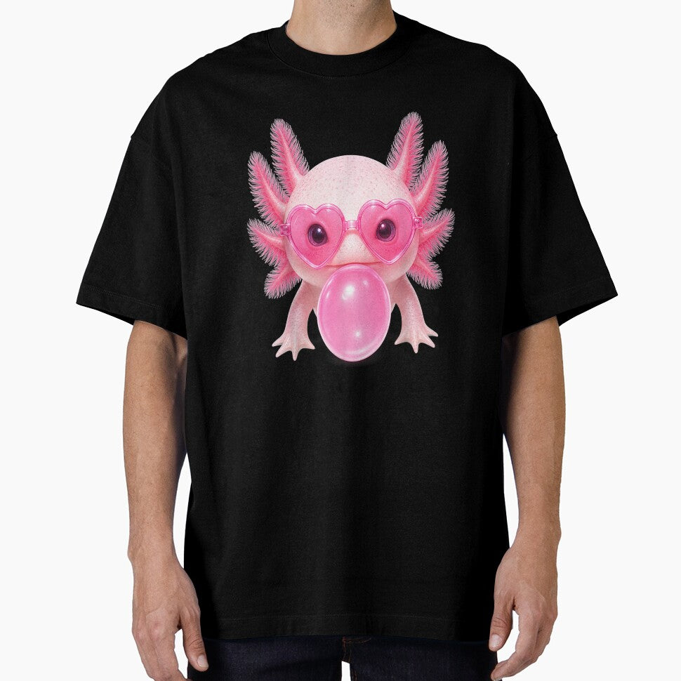 Cute Pink Axolotl Bubblegum Y2K Heart Sunglasses Kawaii Graphic by mari-kayden