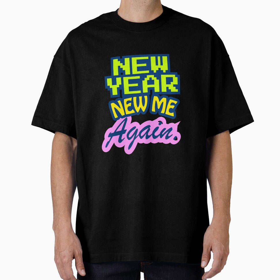 Y2K “New Year. New Me. Again” typo sarcastic design for New Year party by s.artaller