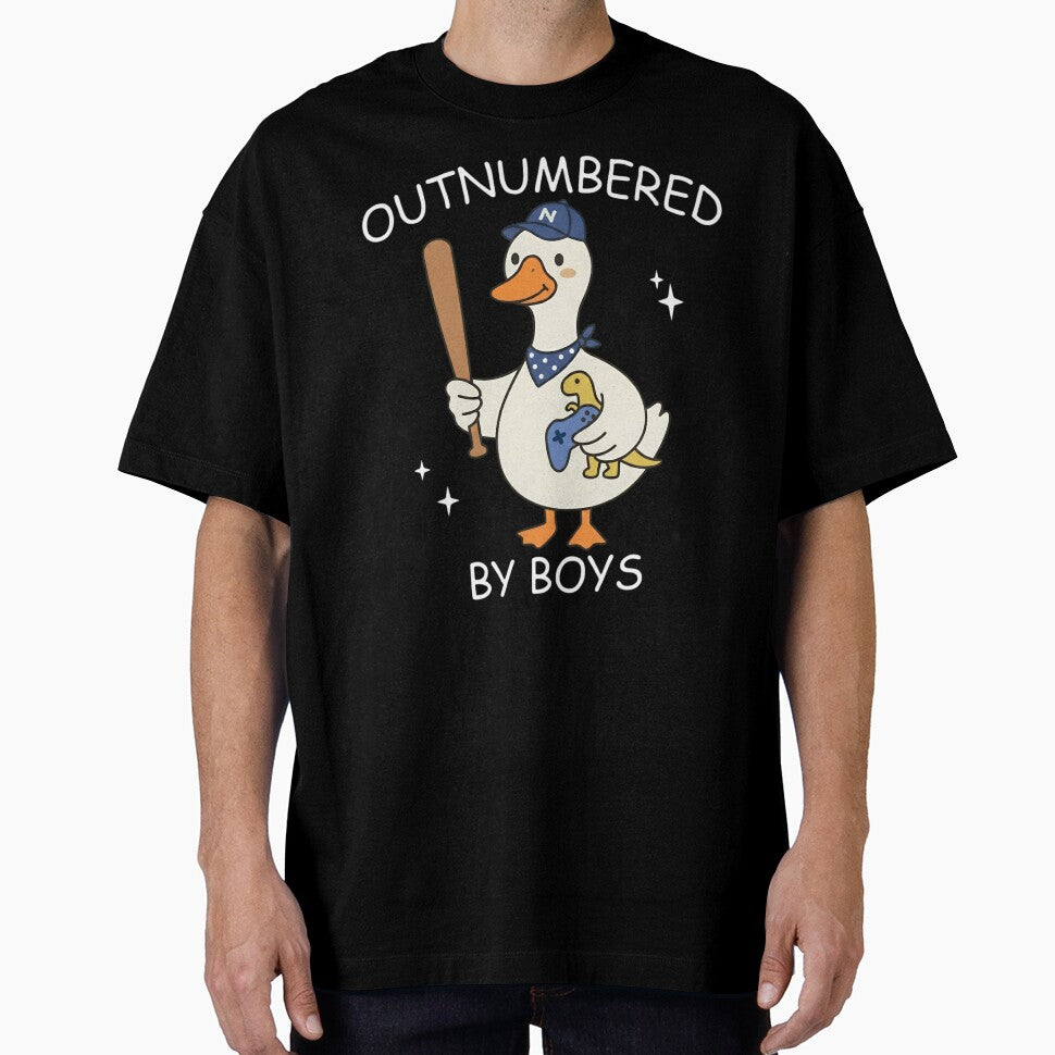 Outnumbered By Boys Cute Duck Baseball Gamer Dinosaur Mama by haitrieuic96