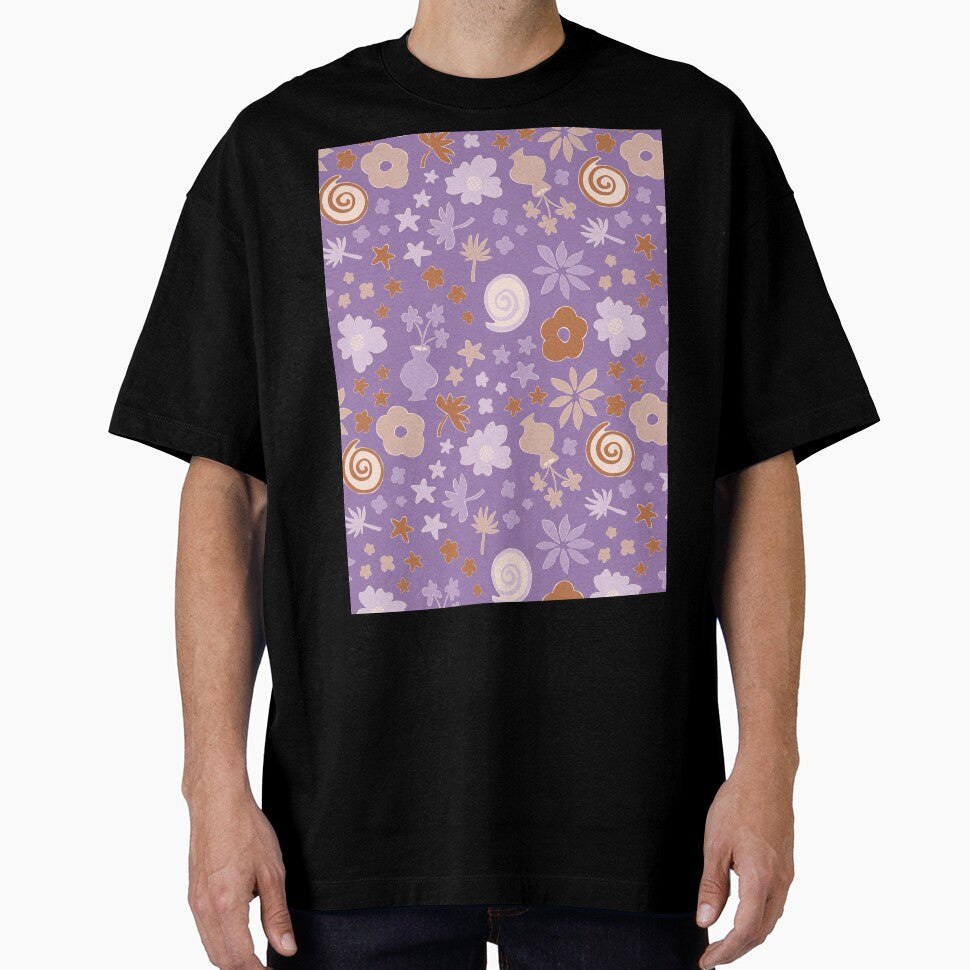 Boho Purple Lilac Beige Brown Flower Pattern Girls Room by blomastudios