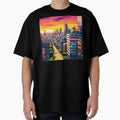 Pop Art-Style Colorful Vibrant Cityscape At Sunset by DEC02