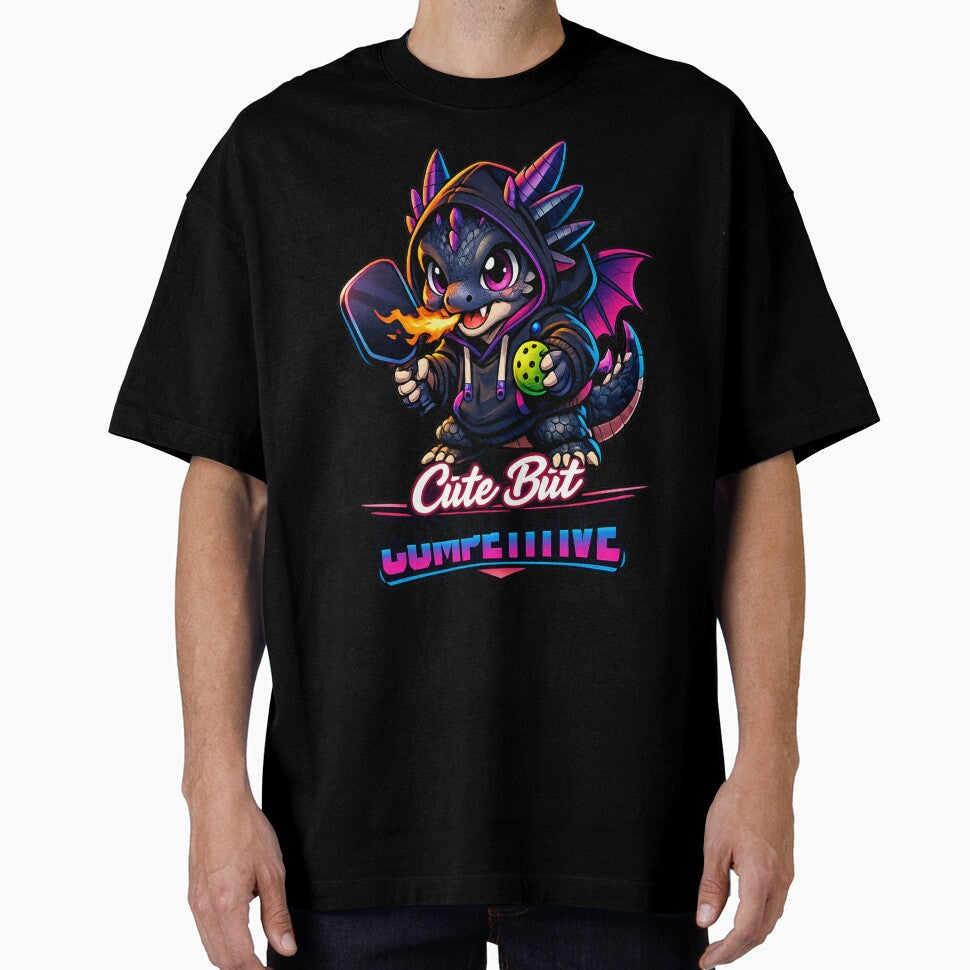 Cute But Competitive Dragon Pickleball Fire Neon Art by Xemora