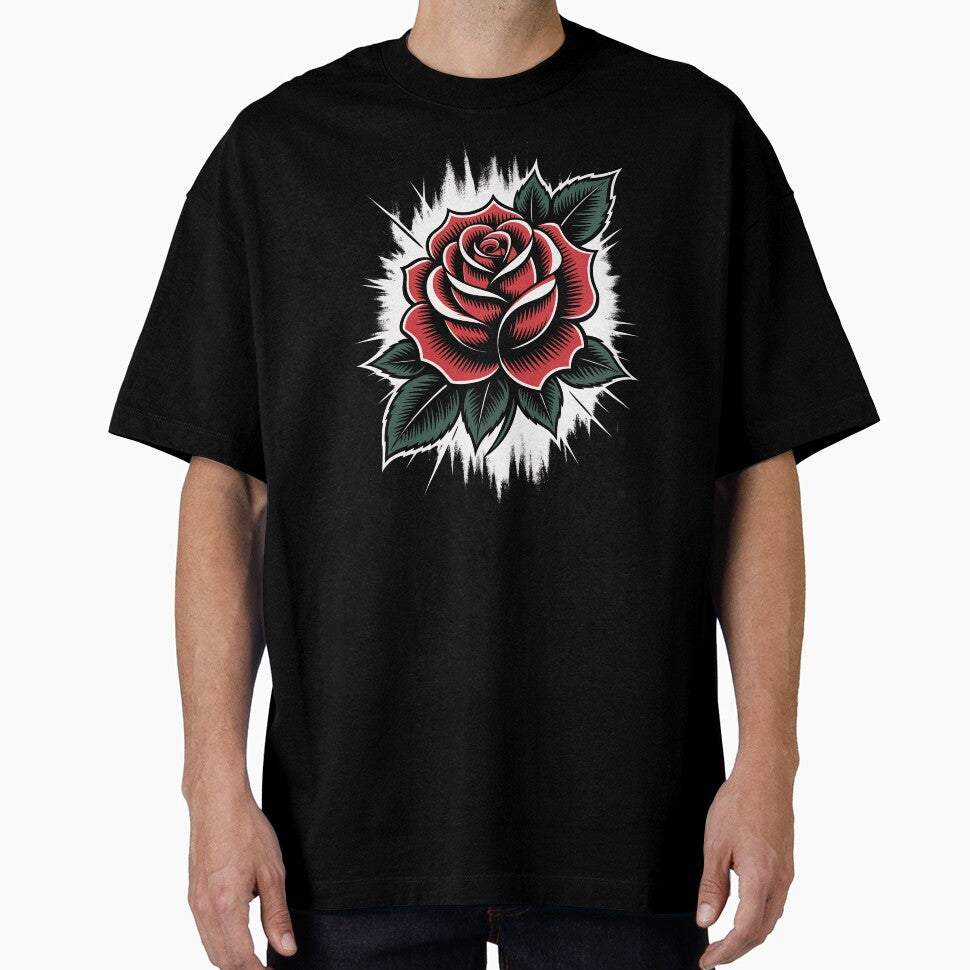 Tattoo Style Rose Head Grunge Background Gothic Dark Floral by Say It With Ink
