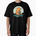 Funny Yoga Capybara Sticker – Peaceful Cartoon Animal Illustration by PaintbrushPlace