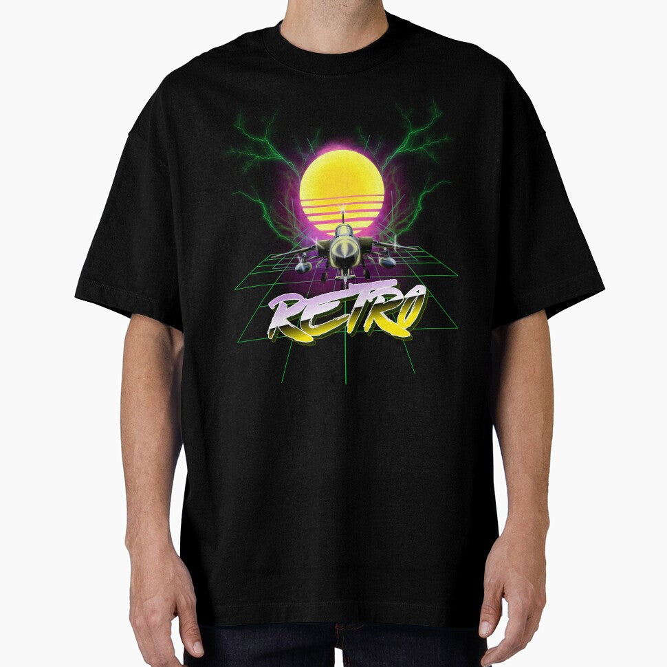 Retro Synthwave Jet - 80s Aesthetic T-Shirt Design by greenstar21