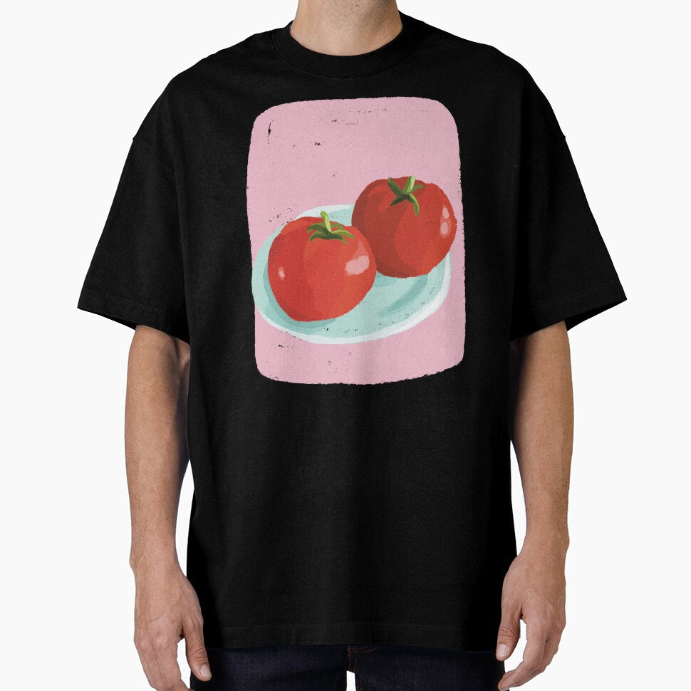 Two Tomatoes on Plate Drawing by ShannonSArtwork