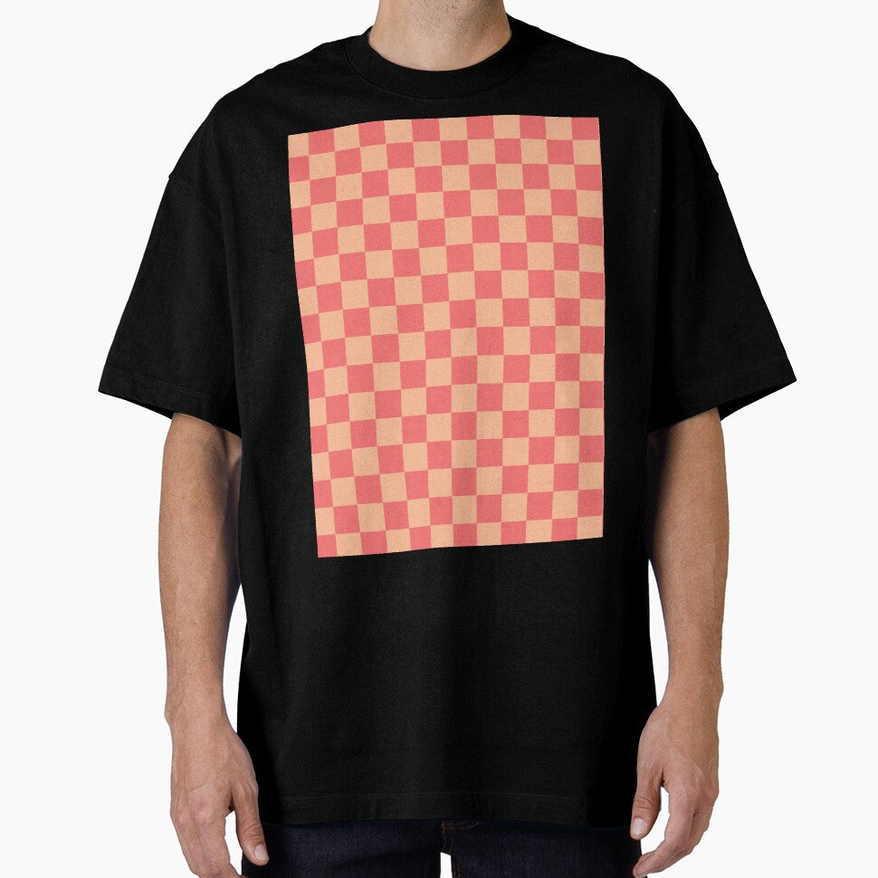 Peach Pink Apricot Blush Checkered Check Checkerboard Pattern by kierkegaard