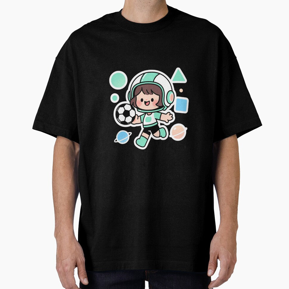 Retro Futuristic Soccer Boy Mom Tee by Arte-Excellency