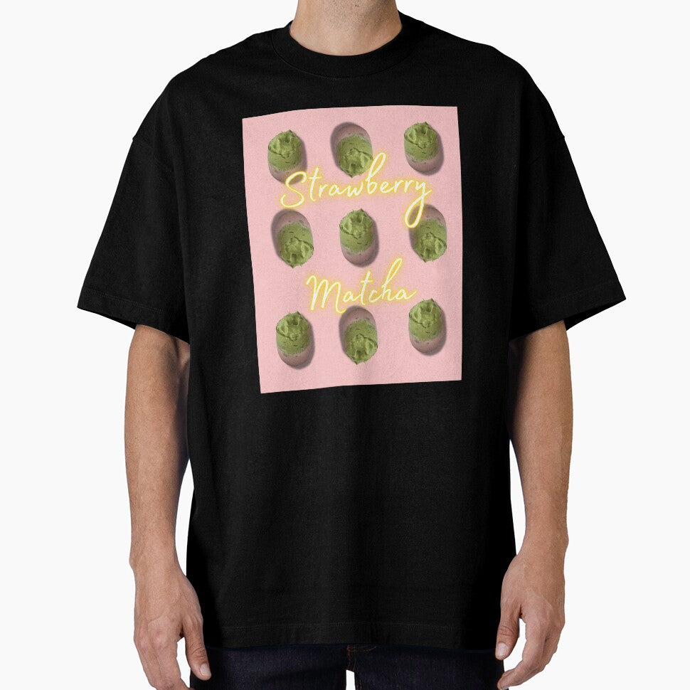 strawberry matcha aesthetic drink pattern design by Thetdesigns
