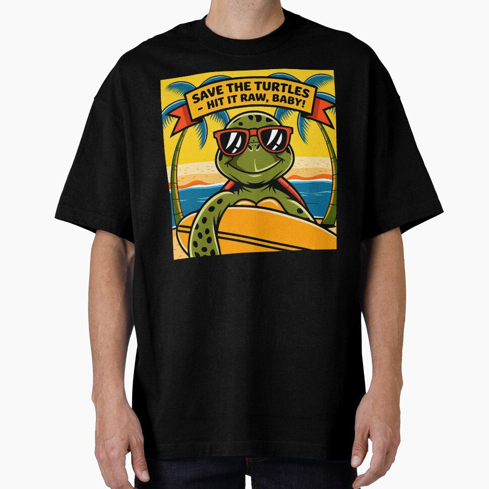 Save The Turtles Hit It Raw Surfing Turtle by Amanda's Factory