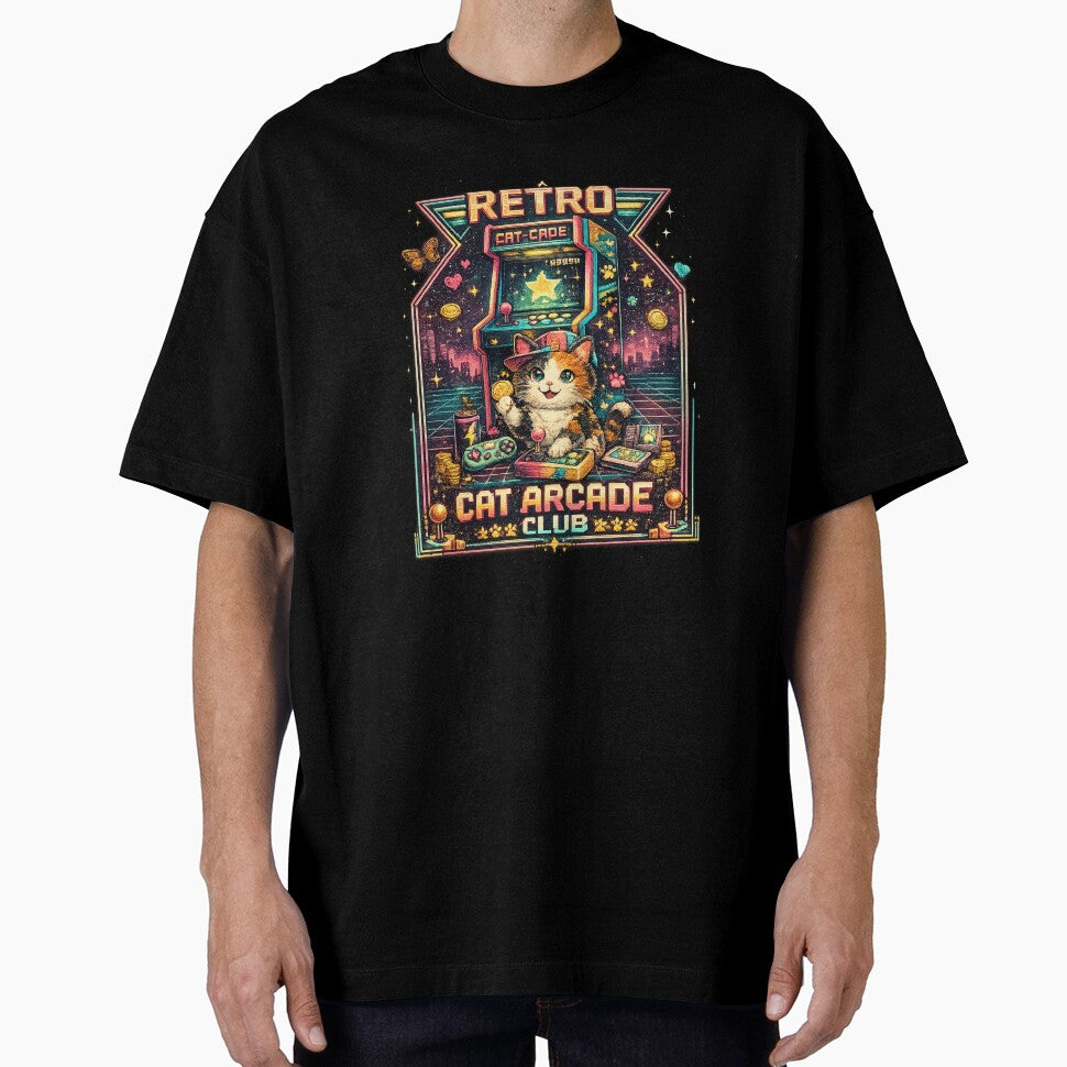 Retro Pixel Cat Arcade Club Graphic Shirt by KinLost