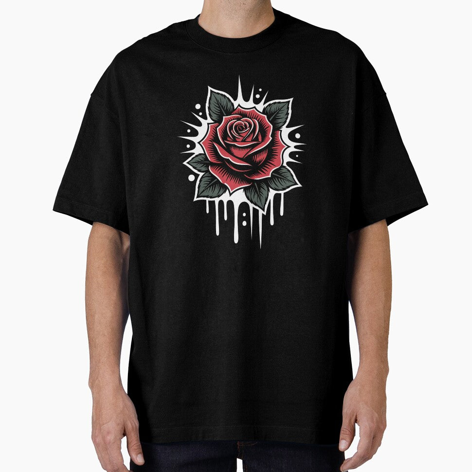 Tattoo Style Gothic Rose Head Splatter Background Dark Art by Say It With Ink