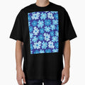 Blue 60s retro flower power, pastel blue, blue, cobalt blue, 60s groovy pattern, hippie flowers by blomastudios