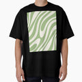 Wavy Loops Retro Abstract Pattern in Light Sage Green and Cream by kierkegaard