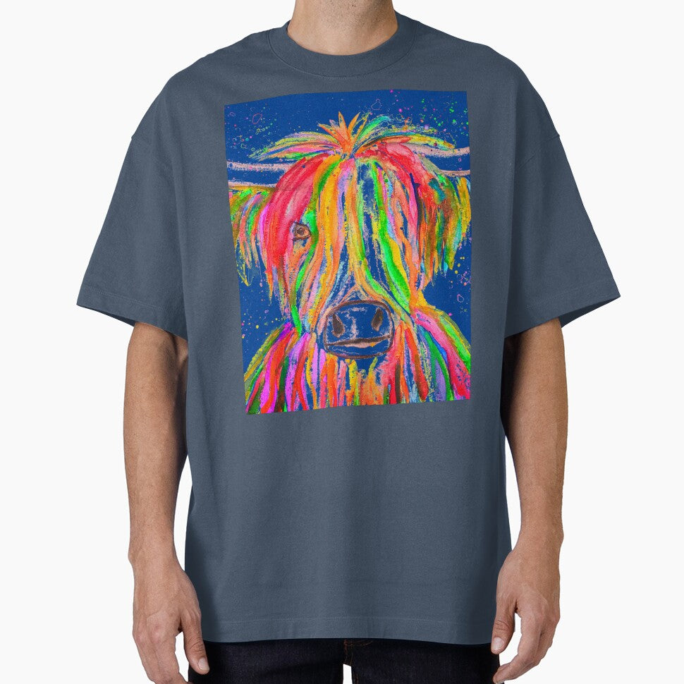 Highland Cow Watercolor painting blue by Artbymonika