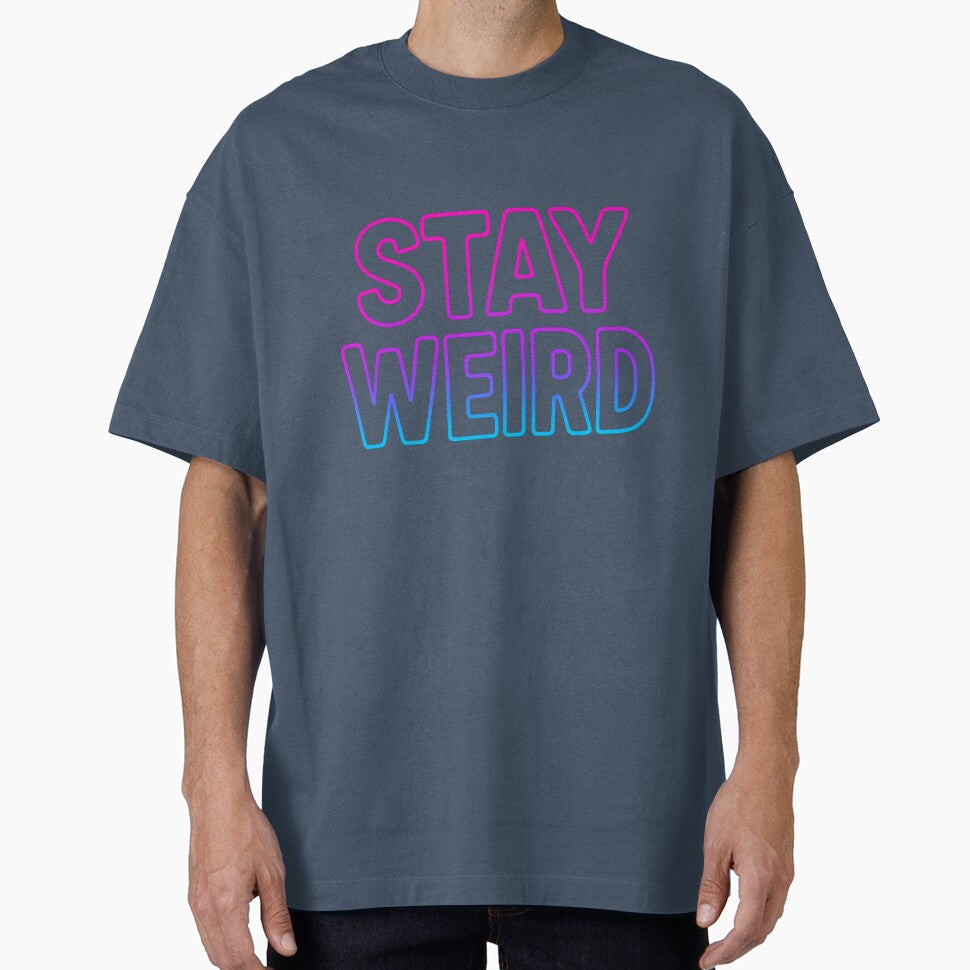 Stay Weird – Bold Minimalist Typography Sticker & T-Shirt Design by RouniBoutique