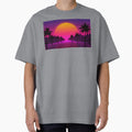 Retro Synthwave Sunset Drive with Palm Trees by powersunlight
