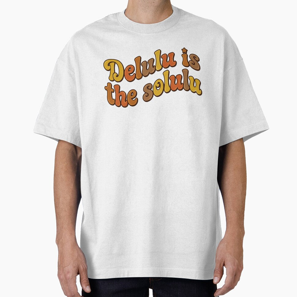 Groovy "Delulu Is The Solulu" Retro 70s Aesthetic Quote by Tokraz-art