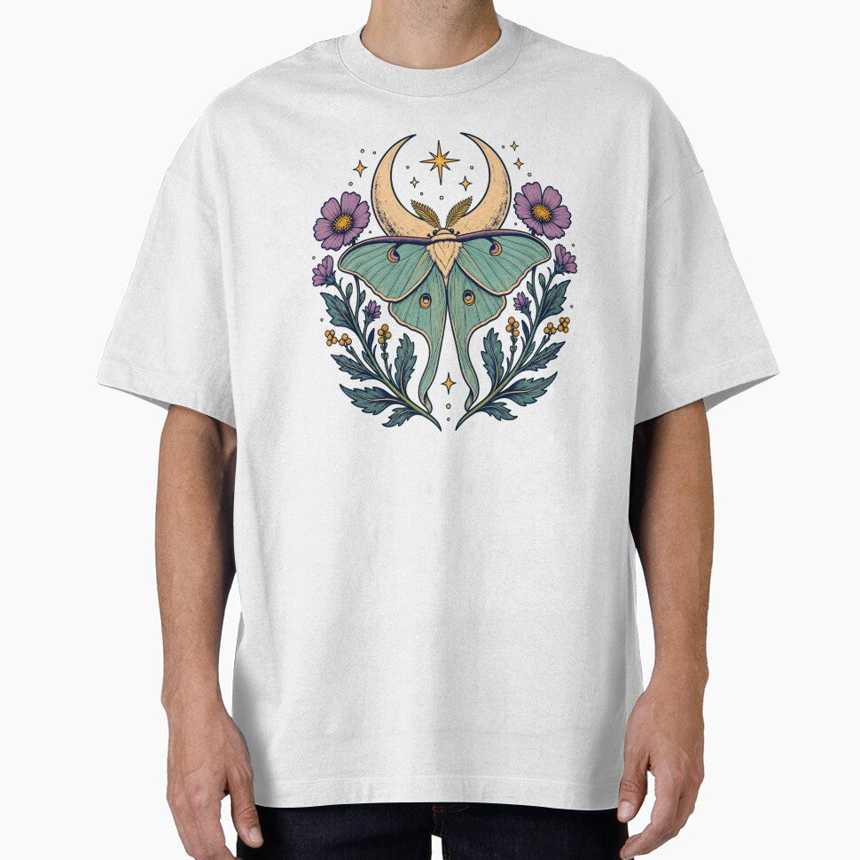 Celestial Luna Moth and Cosmic Floral Garland Illustration by Funny meme