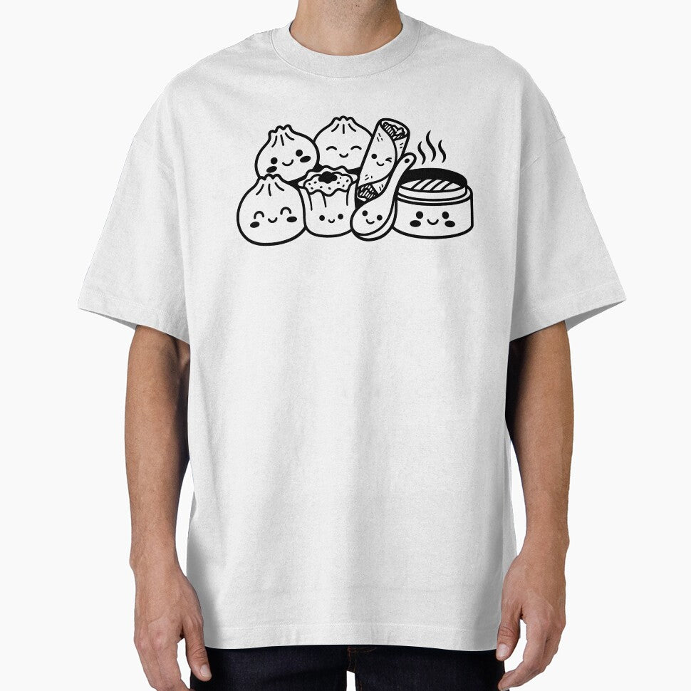 Kawaii Dim Sum Characters – Cute Food Illustration with Spoon Bamboo Steamer by EmeraldeaArt