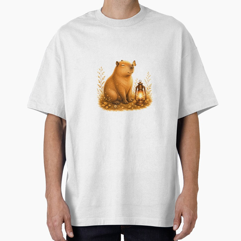 Zen Capybara Butterfly Vintage Golden Hour Art by AQUILAKREO