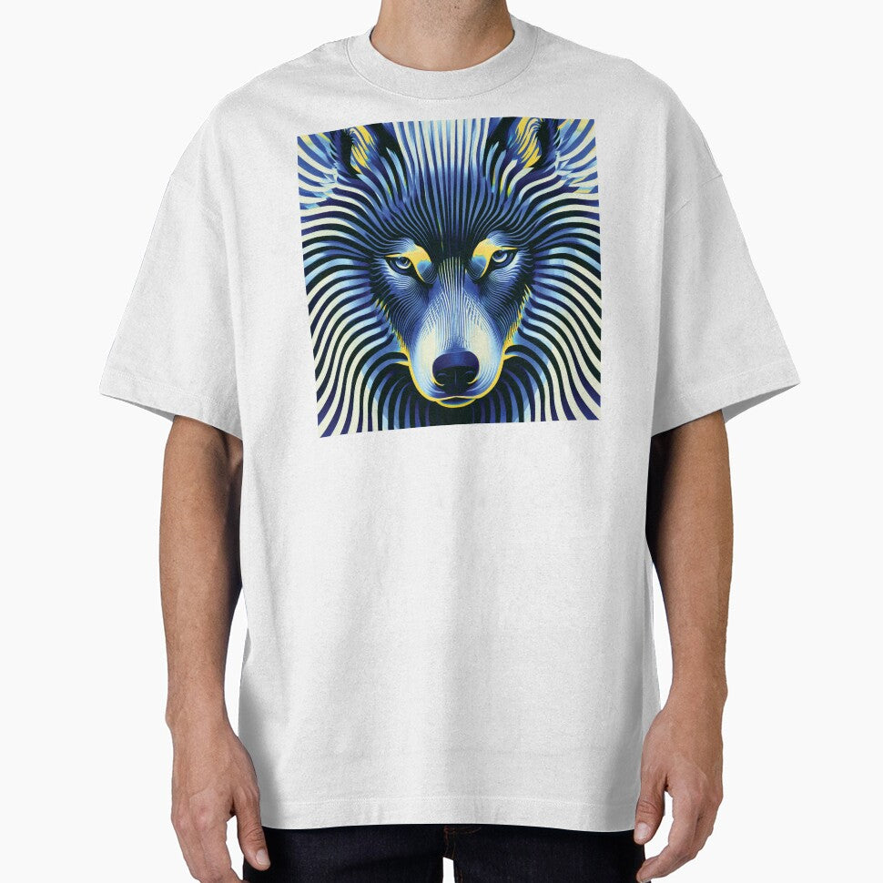 MARINA — Trippy Wolf Optical Illusion | Pop Art Vaporwave Alternative in Navy & Gold by ✨nightvrld
