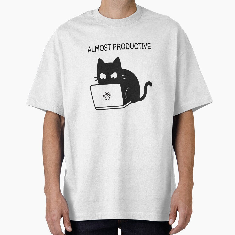 Almost Productive Funny Black Cat Sticker by FUEGO & NOX