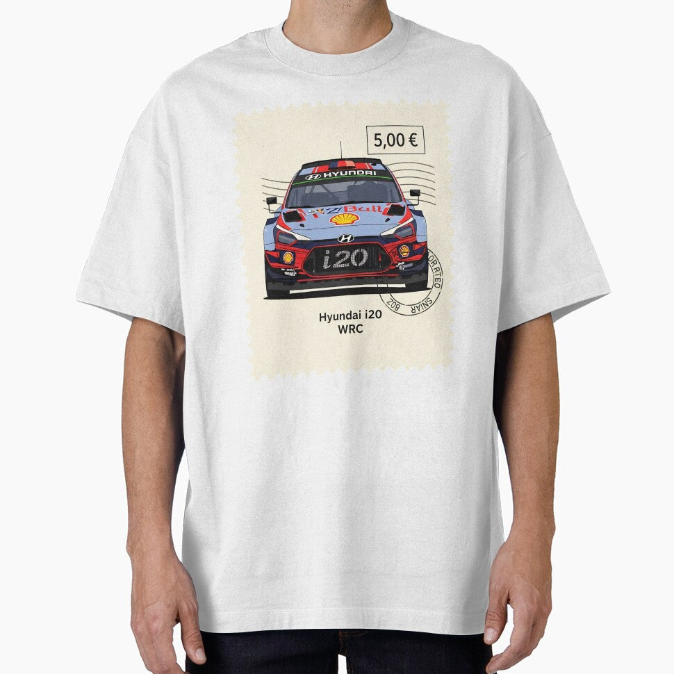 Hyundai i20 WRC Rally Car Vintage Postage Stamp Art by Motorline44
