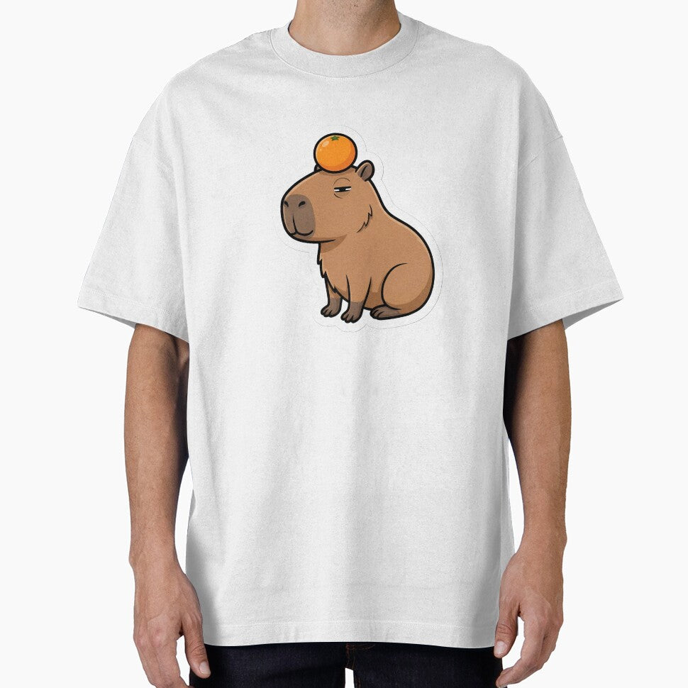 Chilling Capybara with Orange on Head by StickyGuys