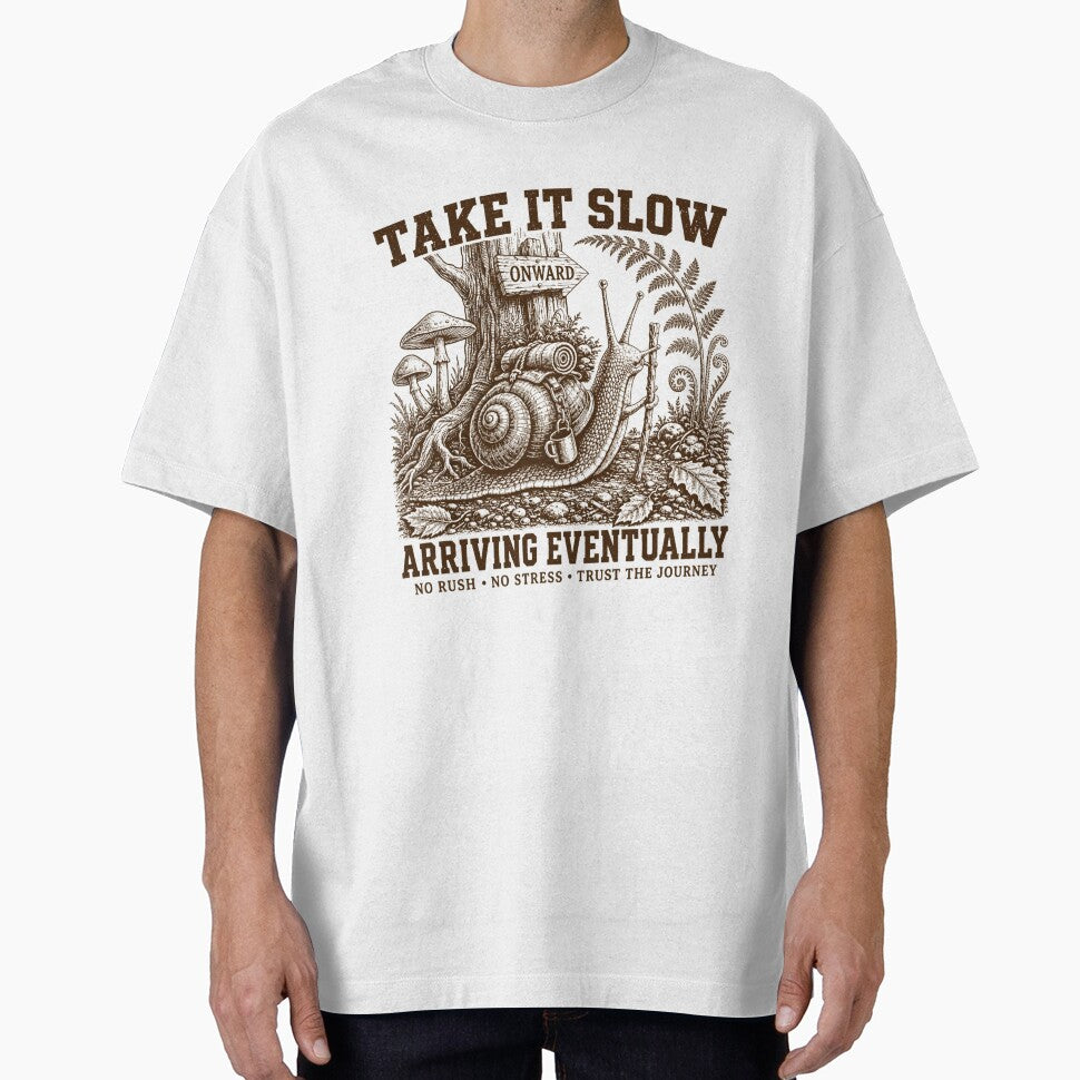 Take It Slow Snail Vintage Nature Illustration by SiarheiYur
