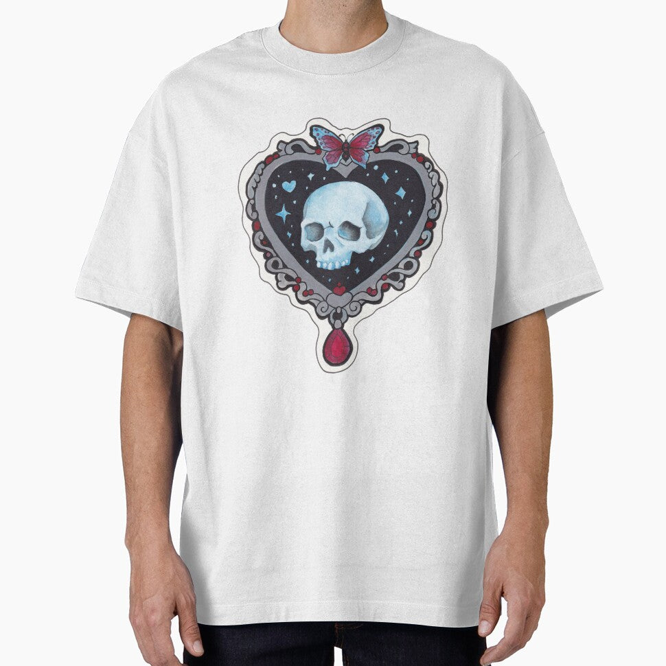 Memento Mori Skull Heart — Pastel Goth Butterfly Jewel Creepy Cute Print by Darkfully-Done