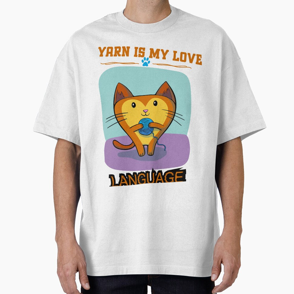 Yarn Is My Love Language Funny Knitting Cat Design by Pa7wsVerse