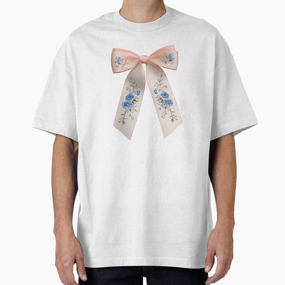Pink bow with blue flowers by MendaciousMina