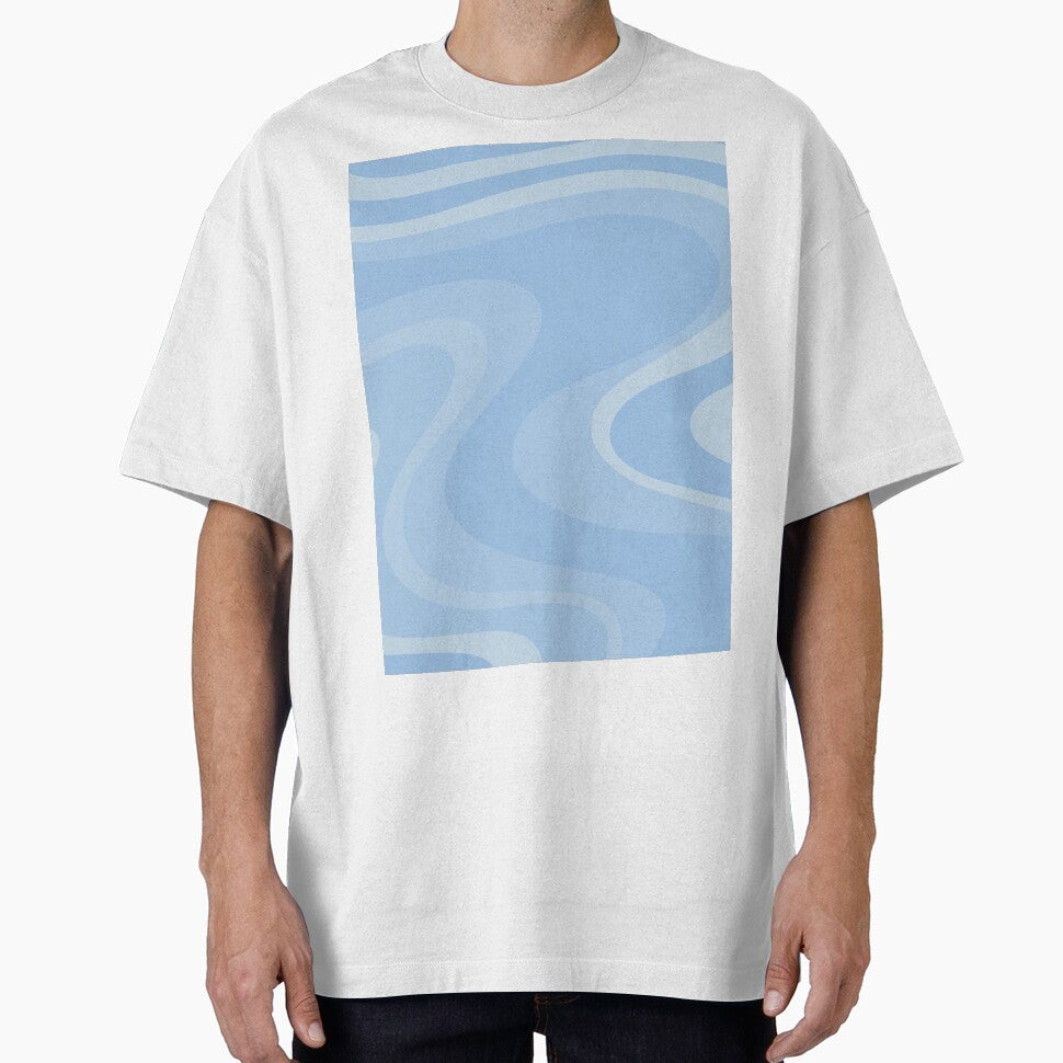 Powder Blue Retro Swirls Abstract Pattern by kierkegaard