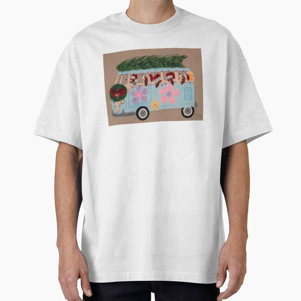 Basset Hounds in Hippie Christmas Van by Squirreldumplings