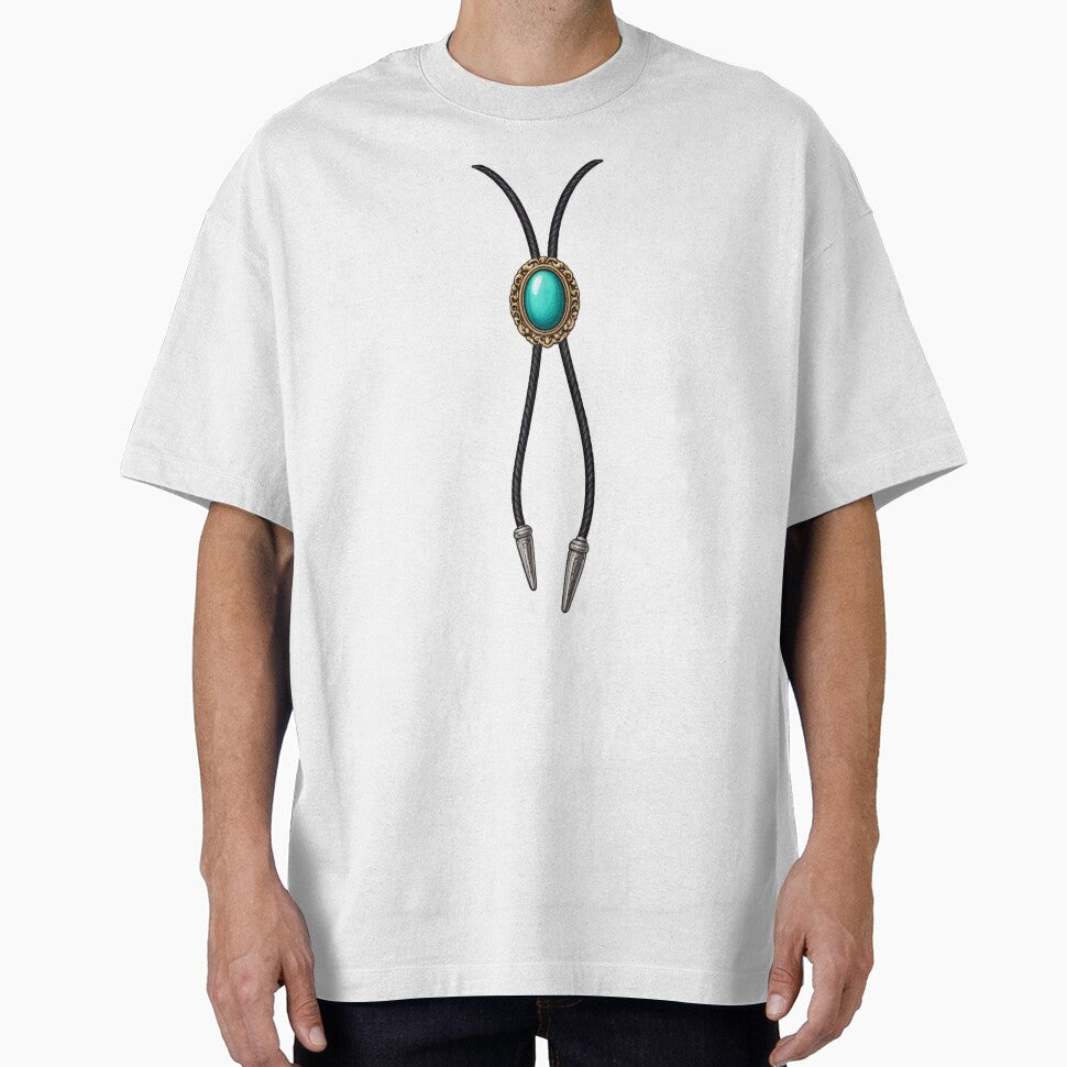 Western Turquoise Bolo Tie- Cowboy Necklace Graphic Tee by WesternWaresCo