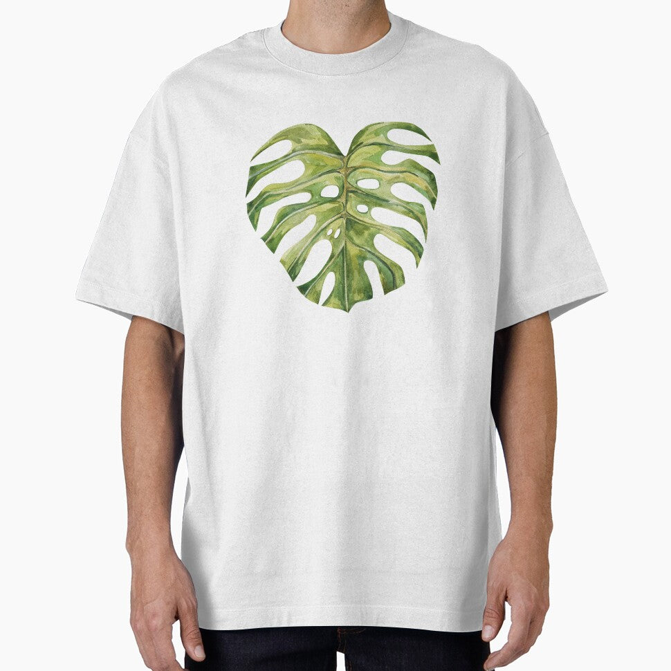 Tropical Heart Shaped Monstera Leaf Watercolor Illustration by the-myro