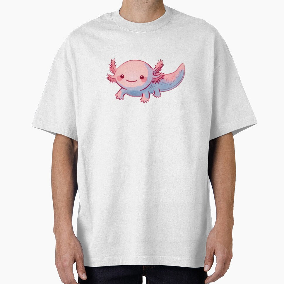 Floating pink axolotl by DaintyDooodles