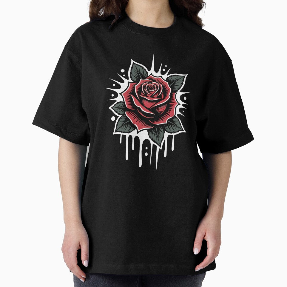 Tattoo Style Gothic Rose Head Splatter Background Dark Art by Say It With Ink