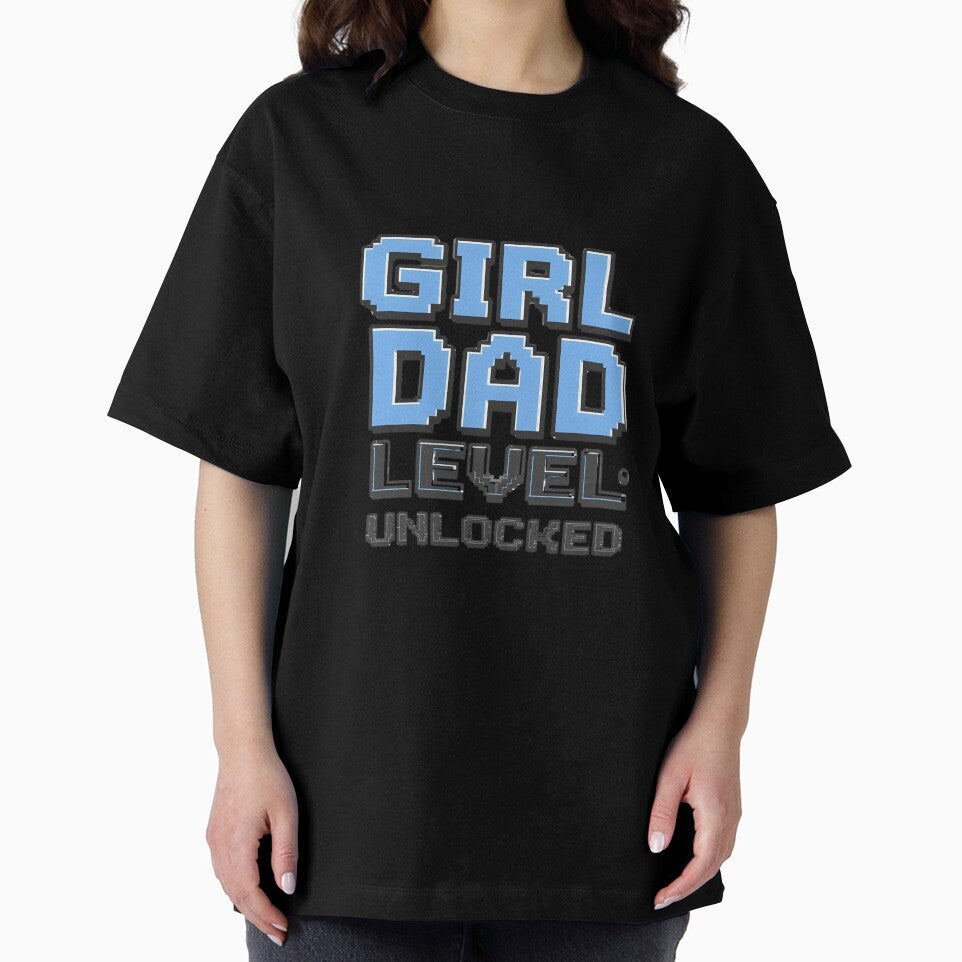 Girl Dad Level: Unlocked T-Shirt | New Dad Gift | Gamer Dad Baby Announcement Tee by GAIDREDA