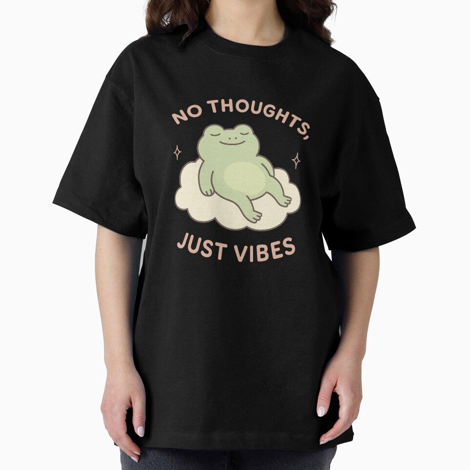 No Thoughts Just Vibes – Minimalist Funny Animal Sticker for Lazy Days & Chill Moods by Designeerguy