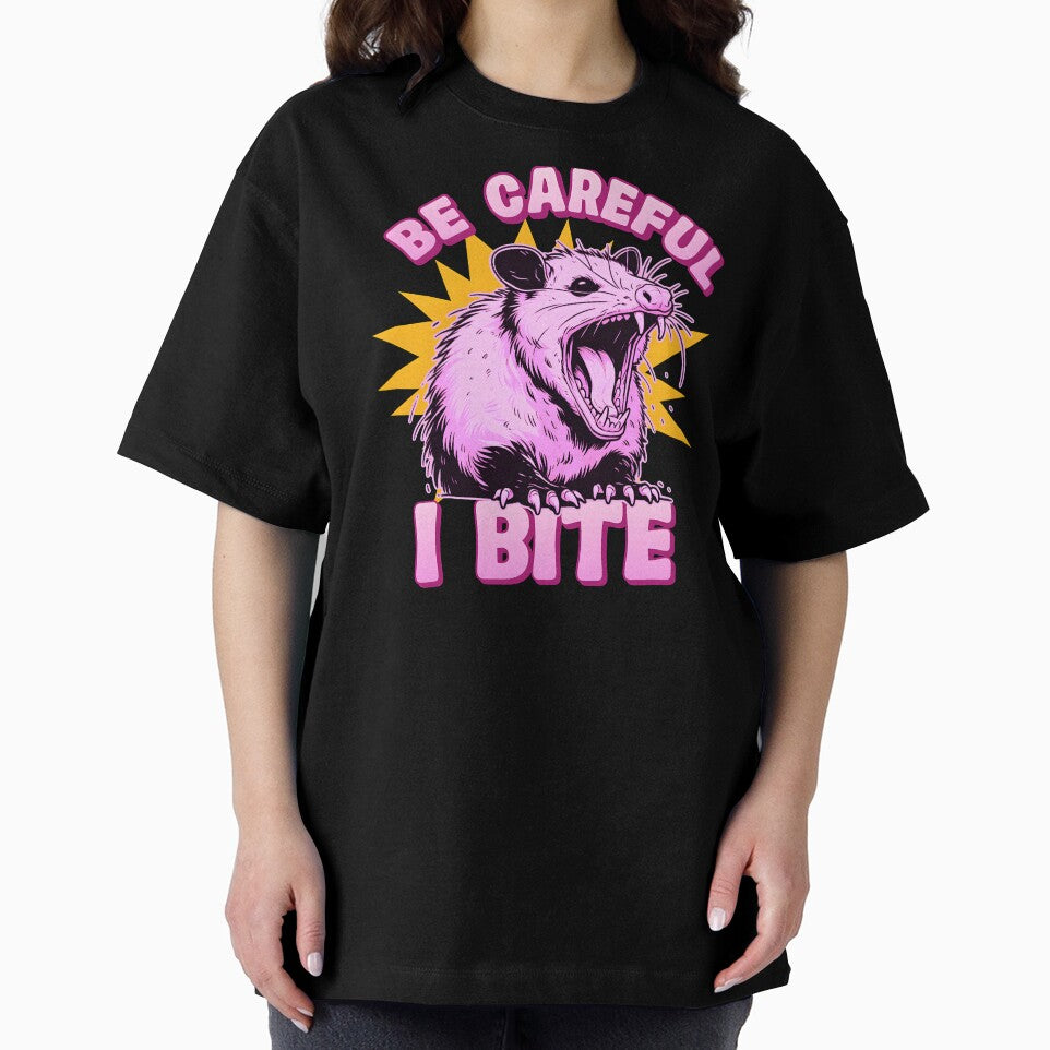 Funny Y2K Girly trashy possum/Opossum meme 'Be Careful I Bite' Cute Retro dramatic quote by Unitepeople