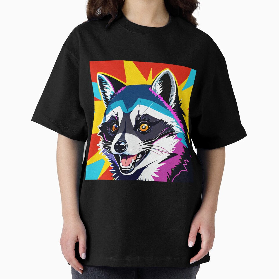 Modern Abstract Pop Art Style Laughing Raccoon Drawing" by thejoyker1986